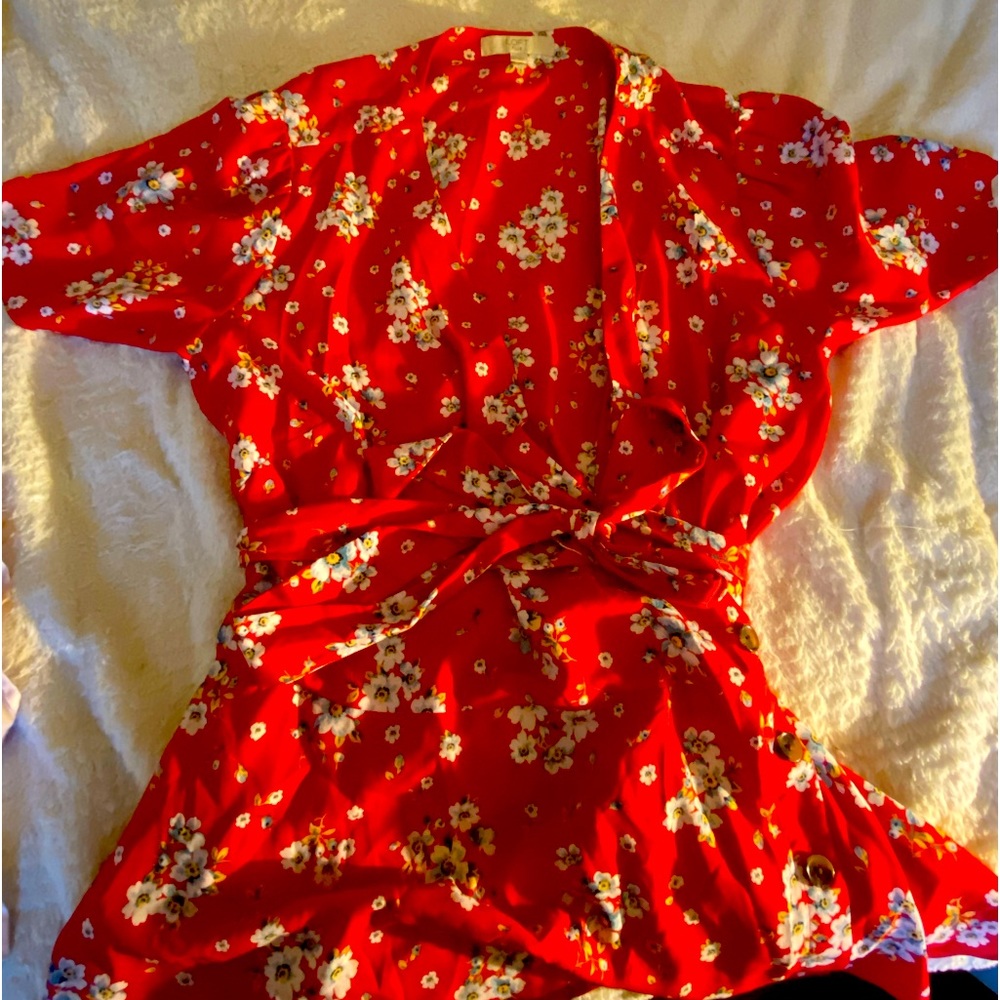 Loft red floral blouse